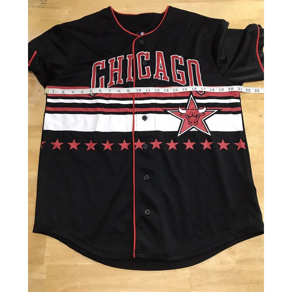 NBA Basketball Chicago‎ Bulls Jersey Mens Medium Black Red #66 Button Front - Picture 10 of 10